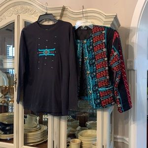 Vintage Carole Little for St. Tropez West Abstract Quilted Vest & Tee Set S